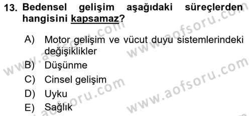İnsan Davranışı Ve Sosyal Çevre 1 Dersi Ara Sınavı Deneme Sınav Soruları 13. Soru