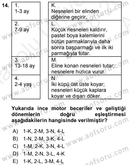 İnsan Davranışı Ve Sosyal Çevre 1 Dersi 2018 - 2019 Yılı (Vize) Ara Sınav Soruları 14. Soru