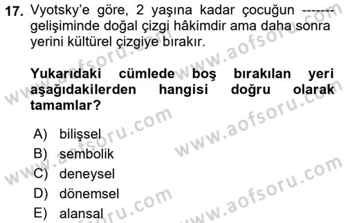 İnsan Davranışı Ve Sosyal Çevre 1 Dersi 2018 - 2019 Yılı (Vize) Ara Sınav Soruları 17. Soru