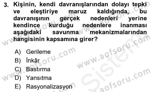 İnsan Davranışı Ve Sosyal Çevre 1 Dersi Ara Sınavı Deneme Sınav Soruları 3. Soru