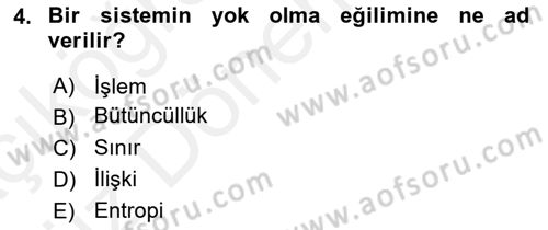 İnsan Davranışı Ve Sosyal Çevre 1 Dersi 2018 - 2019 Yılı (Vize) Ara Sınav Soruları 4. Soru