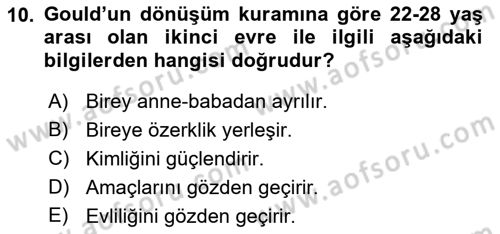 İnsan Davranışı Ve Sosyal Çevre 1 Dersi 2018 - 2019 Yılı (Final) Dönem Sonu Sınav Soruları 10. Soru