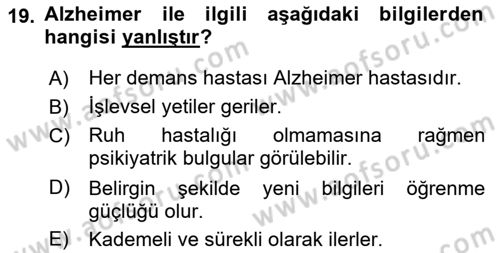 İnsan Davranışı Ve Sosyal Çevre 1 Dersi 2018 - 2019 Yılı (Final) Dönem Sonu Sınav Soruları 19. Soru