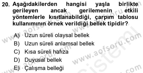 İnsan Davranışı Ve Sosyal Çevre 1 Dersi 2018 - 2019 Yılı (Final) Dönem Sonu Sınav Soruları 20. Soru