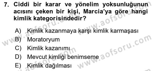 İnsan Davranışı Ve Sosyal Çevre 1 Dersi 2018 - 2019 Yılı (Final) Dönem Sonu Sınav Soruları 7. Soru
