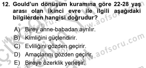 İnsan Davranışı Ve Sosyal Çevre 1 Dersi 2018 - 2019 Yılı Yaz Okulu Sınav Soruları 12. Soru