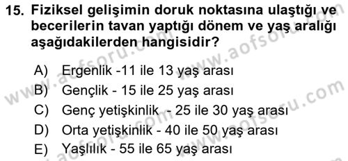 İnsan Davranışı Ve Sosyal Çevre 1 Dersi 2018 - 2019 Yılı Yaz Okulu Sınav Soruları 15. Soru