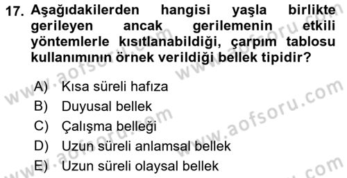İnsan Davranışı Ve Sosyal Çevre 1 Dersi 2018 - 2019 Yılı Yaz Okulu Sınav Soruları 17. Soru