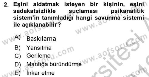 İnsan Davranışı Ve Sosyal Çevre 1 Dersi 2018 - 2019 Yılı Yaz Okulu Sınav Soruları 2. Soru