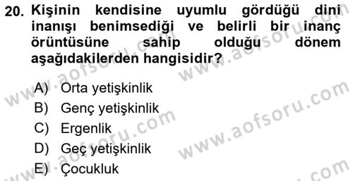 İnsan Davranışı Ve Sosyal Çevre 1 Dersi 2018 - 2019 Yılı Yaz Okulu Sınav Soruları 20. Soru