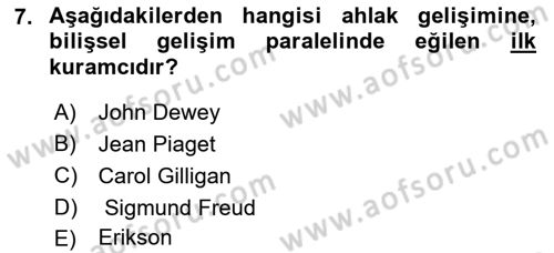 İnsan Davranışı Ve Sosyal Çevre 1 Dersi 2018 - 2019 Yılı Yaz Okulu Sınav Soruları 7. Soru