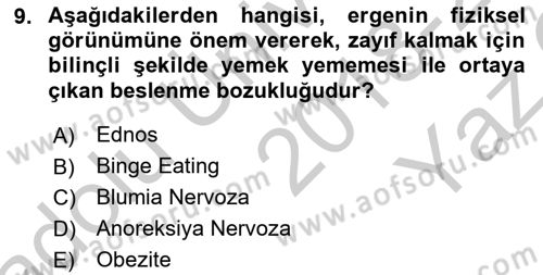 İnsan Davranışı Ve Sosyal Çevre 1 Dersi 2018 - 2019 Yılı Yaz Okulu Sınav Soruları 9. Soru