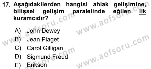 İnsan Davranışı Ve Sosyal Çevre 1 Dersi 2019 - 2020 Yılı (Vize) Ara Sınav Soruları 17. Soru