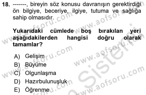 İnsan Davranışı Ve Sosyal Çevre 1 Dersi 2019 - 2020 Yılı (Vize) Ara Sınav Soruları 18. Soru
