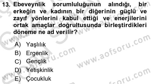 İnsan Davranışı Ve Sosyal Çevre 1 Dersi 2019 - 2020 Yılı (Final) Dönem Sonu Sınav Soruları 13. Soru