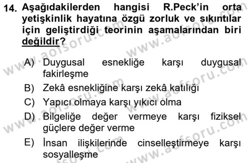İnsan Davranışı Ve Sosyal Çevre 1 Dersi 2019 - 2020 Yılı (Final) Dönem Sonu Sınav Soruları 14. Soru