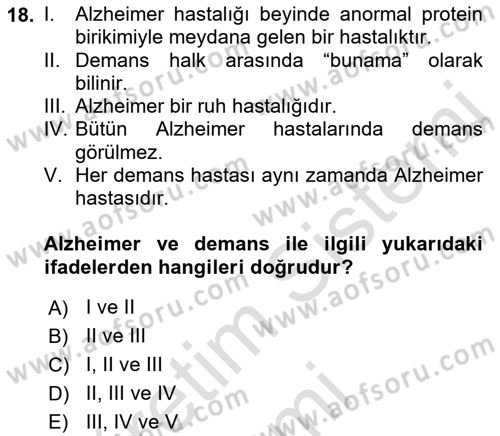 İnsan Davranışı Ve Sosyal Çevre 1 Dersi 2019 - 2020 Yılı (Final) Dönem Sonu Sınav Soruları 18. Soru