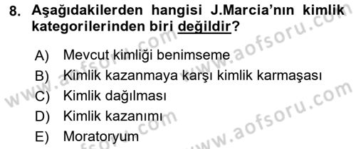 İnsan Davranışı Ve Sosyal Çevre 1 Dersi 2019 - 2020 Yılı (Final) Dönem Sonu Sınav Soruları 8. Soru