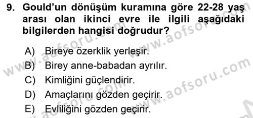 İnsan Davranışı Ve Sosyal Çevre 1 Dersi 2019 - 2020 Yılı (Final) Dönem Sonu Sınav Soruları 9. Soru