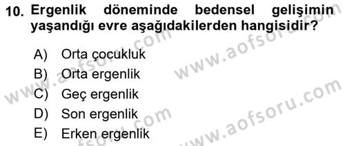 İnsan Davranışı Ve Sosyal Çevre 1 Dersi 2020 - 2021 Yılı Yaz Okulu Sınav Soruları 10. Soru