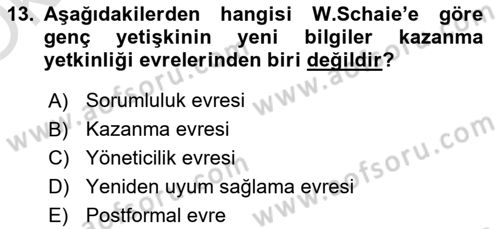İnsan Davranışı Ve Sosyal Çevre 1 Dersi 2020 - 2021 Yılı Yaz Okulu Sınav Soruları 13. Soru