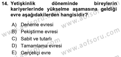 İnsan Davranışı Ve Sosyal Çevre 1 Dersi 2020 - 2021 Yılı Yaz Okulu Sınav Soruları 14. Soru