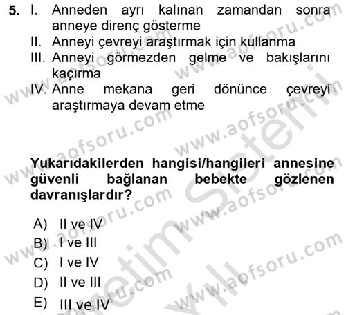 İnsan Davranışı Ve Sosyal Çevre 1 Dersi 2020 - 2021 Yılı Yaz Okulu Sınav Soruları 5. Soru