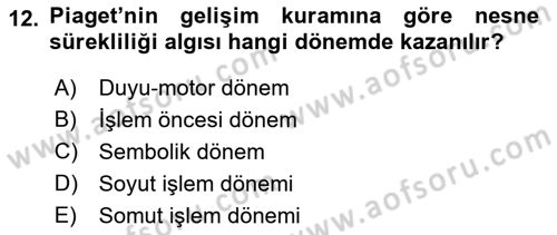 İnsan Davranışı Ve Sosyal Çevre 1 Dersi 2021 - 2022 Yılı (Vize) Ara Sınav Soruları 12. Soru