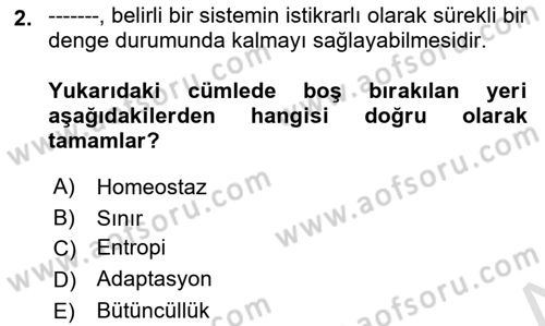 İnsan Davranışı Ve Sosyal Çevre 1 Dersi 2021 - 2022 Yılı (Vize) Ara Sınav Soruları 2. Soru