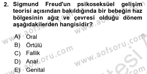 İnsan Davranışı Ve Sosyal Çevre 1 Dersi 2021 - 2022 Yılı Yaz Okulu Sınav Soruları 2. Soru
