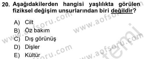 İnsan Davranışı Ve Sosyal Çevre 1 Dersi 2021 - 2022 Yılı Yaz Okulu Sınav Soruları 20. Soru