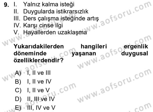 İnsan Davranışı Ve Sosyal Çevre 1 Dersi 2021 - 2022 Yılı Yaz Okulu Sınav Soruları 9. Soru