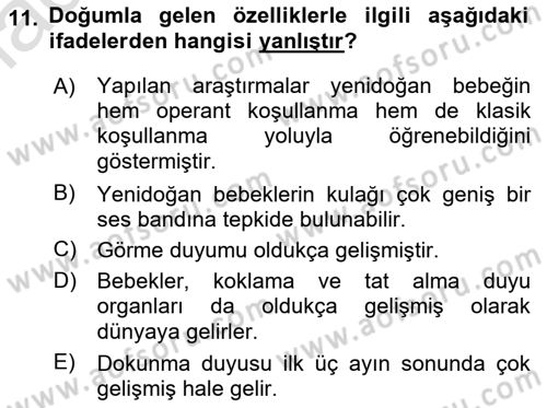 İnsan Davranışı Ve Sosyal Çevre 1 Dersi 2022 - 2023 Yılı (Vize) Ara Sınav Soruları 11. Soru