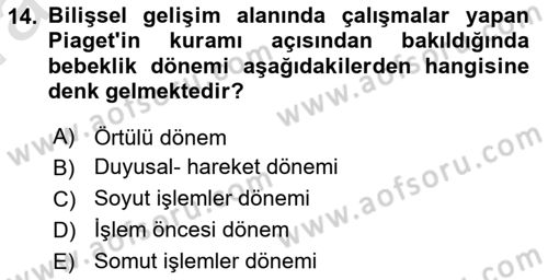 İnsan Davranışı Ve Sosyal Çevre 1 Dersi 2022 - 2023 Yılı (Vize) Ara Sınav Soruları 14. Soru