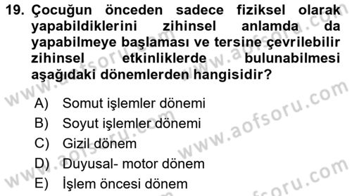 İnsan Davranışı Ve Sosyal Çevre 1 Dersi 2022 - 2023 Yılı (Vize) Ara Sınav Soruları 19. Soru