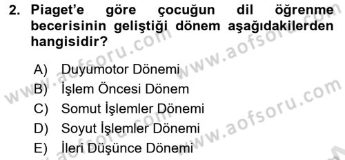 İnsan Davranışı Ve Sosyal Çevre 1 Dersi Ara Sınavı Deneme Sınav Soruları 2. Soru