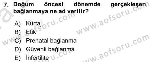 İnsan Davranışı Ve Sosyal Çevre 1 Dersi 2022 - 2023 Yılı (Vize) Ara Sınav Soruları 7. Soru