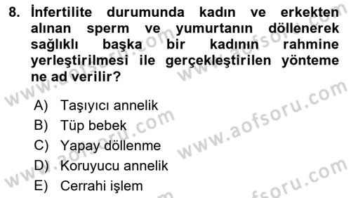 İnsan Davranışı Ve Sosyal Çevre 1 Dersi 2022 - 2023 Yılı (Vize) Ara Sınav Soruları 8. Soru