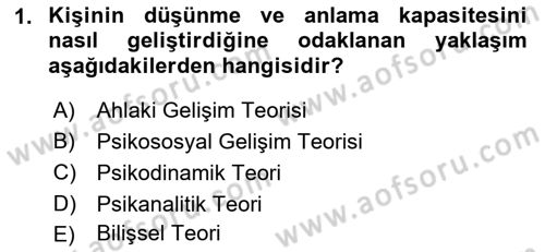 İnsan Davranışı Ve Sosyal Çevre 1 Dersi 2022 - 2023 Yılı (Final) Dönem Sonu Sınavı 1. Soru