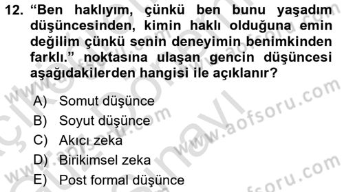 İnsan Davranışı Ve Sosyal Çevre 1 Dersi 2022 - 2023 Yılı (Final) Dönem Sonu Sınav Soruları 12. Soru