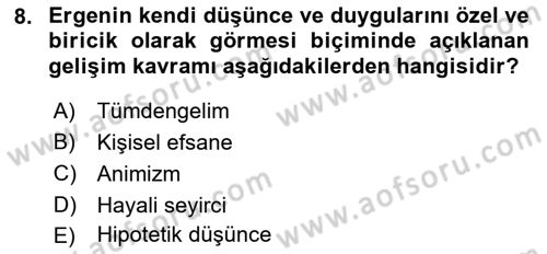 İnsan Davranışı Ve Sosyal Çevre 1 Dersi 2022 - 2023 Yılı (Final) Dönem Sonu Sınav Soruları 8. Soru