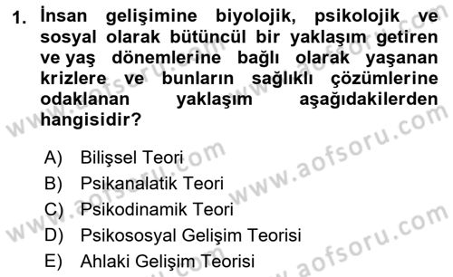 İnsan Davranışı Ve Sosyal Çevre 1 Dersi 2022 - 2023 Yılı Yaz Okulu Sınav Soruları 1. Soru