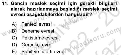 İnsan Davranışı Ve Sosyal Çevre 1 Dersi 2022 - 2023 Yılı Yaz Okulu Sınav Soruları 11. Soru