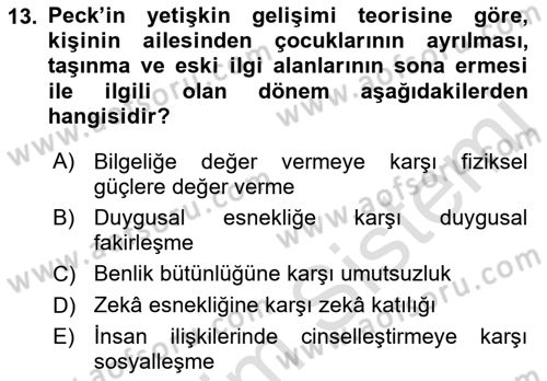 İnsan Davranışı Ve Sosyal Çevre 1 Dersi 2022 - 2023 Yılı Yaz Okulu Sınav Soruları 13. Soru
