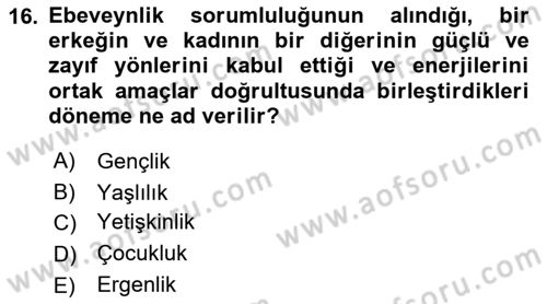 İnsan Davranışı Ve Sosyal Çevre 1 Dersi 2022 - 2023 Yılı Yaz Okulu Sınav Soruları 16. Soru