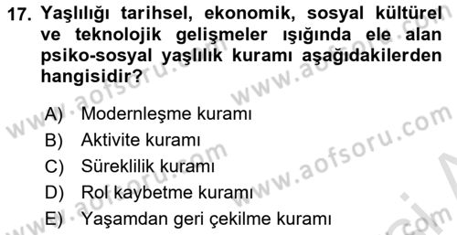 İnsan Davranışı Ve Sosyal Çevre 1 Dersi 2022 - 2023 Yılı Yaz Okulu Sınav Soruları 17. Soru