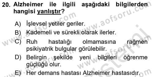 İnsan Davranışı Ve Sosyal Çevre 1 Dersi 2022 - 2023 Yılı Yaz Okulu Sınav Soruları 20. Soru