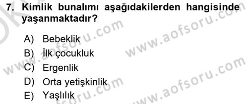 İnsan Davranışı Ve Sosyal Çevre 1 Dersi 2022 - 2023 Yılı Yaz Okulu Sınav Soruları 7. Soru