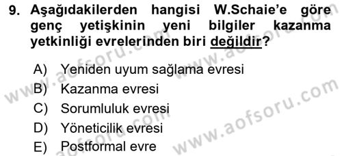 İnsan Davranışı Ve Sosyal Çevre 1 Dersi 2022 - 2023 Yılı Yaz Okulu Sınav Soruları 9. Soru