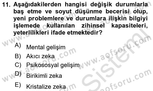 İnsan Davranışı Ve Sosyal Çevre 1 Dersi 2023 - 2024 Yılı (Final) Dönem Sonu Sınav Soruları 11. Soru